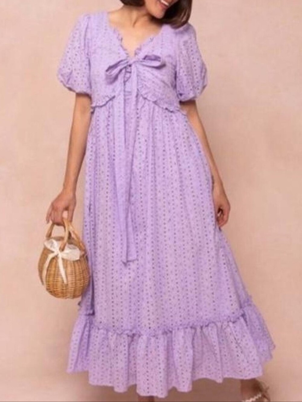 Ivy City Picnic Dress XL NWT Lavender Eyelet Cottagecore Pockets Cotton